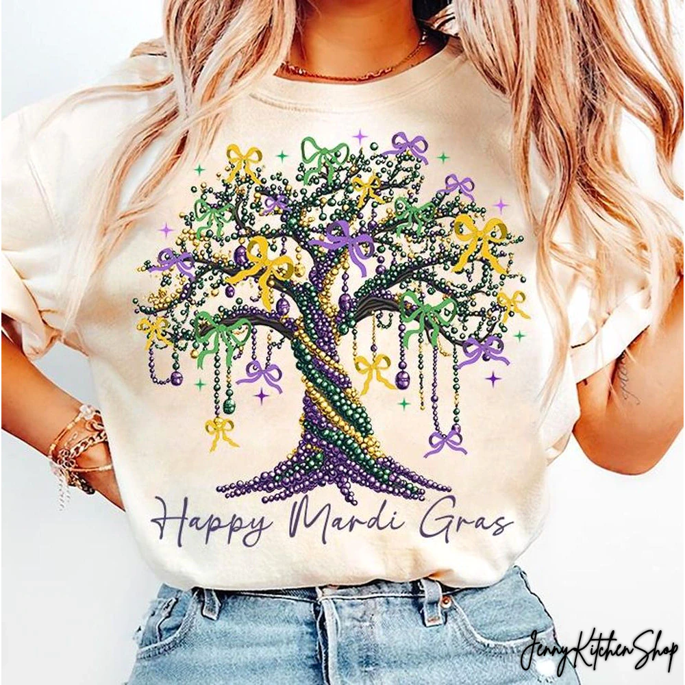 Coquette Mardi Gras Tree Mardi Gras Bead Tree Shirt