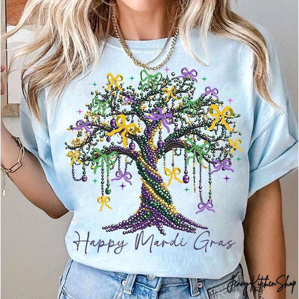 Coquette Mardi Gras Tree Mardi Gras Bead Tree Shirt