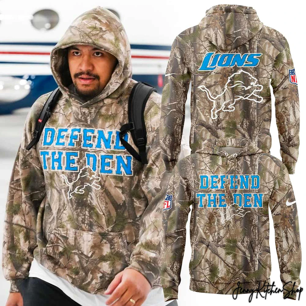 Detroit Lions Defend The Den New 2025-26 Camo Hoodie