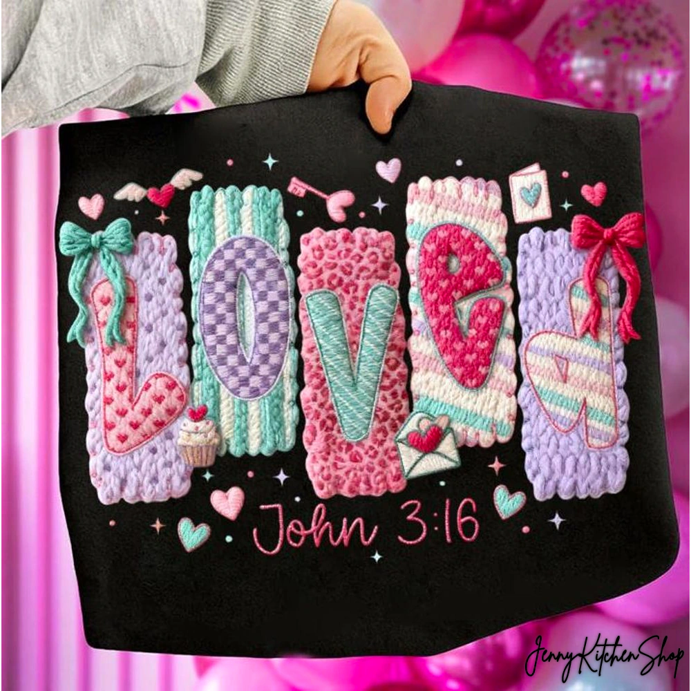 Faux Yarn Loved Valentine T-Shirt