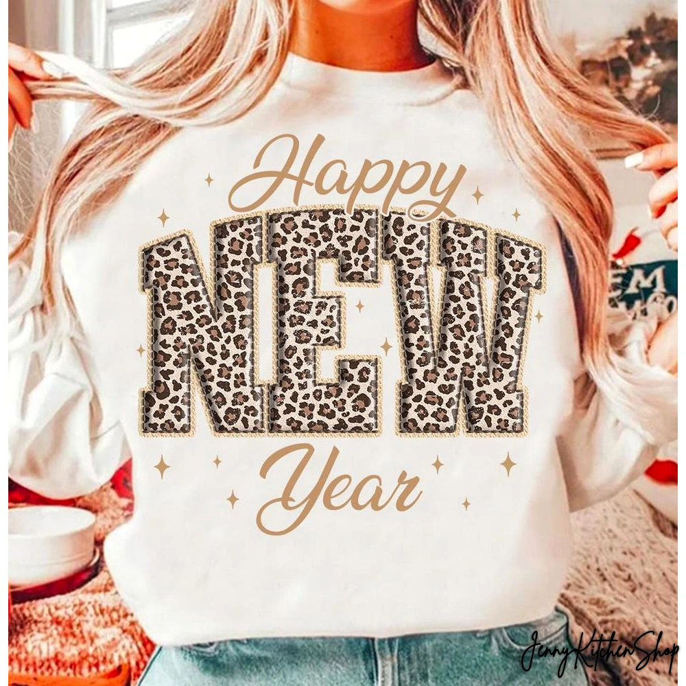Happy New Year 2026 Black And Gold Sequins Shirt