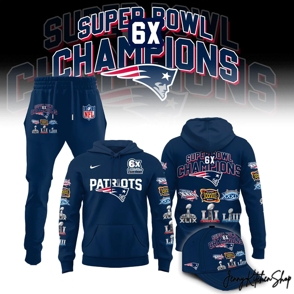 New England Patriots 6x Super Bowl Champions 2025-26 Hoodie