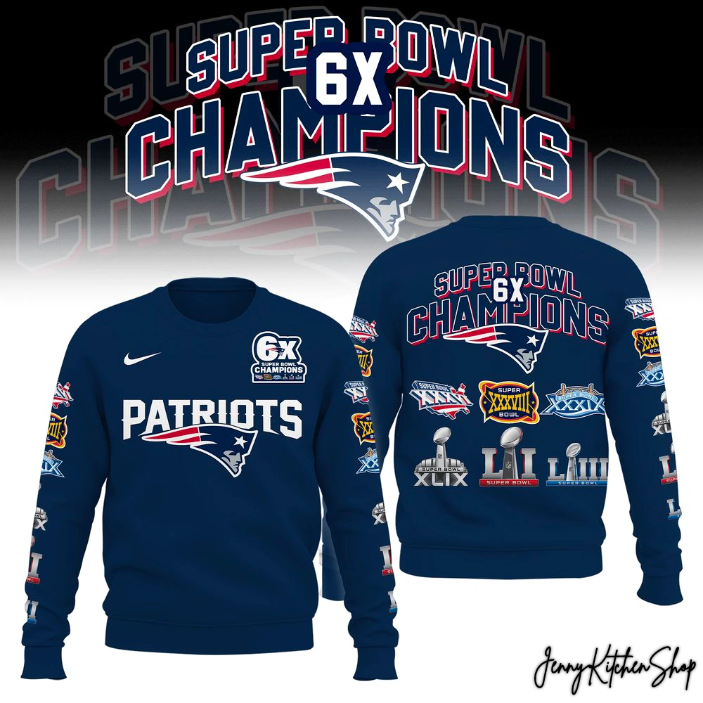 New England Patriots 6x Super Bowl Champions 2025-26 Hoodie