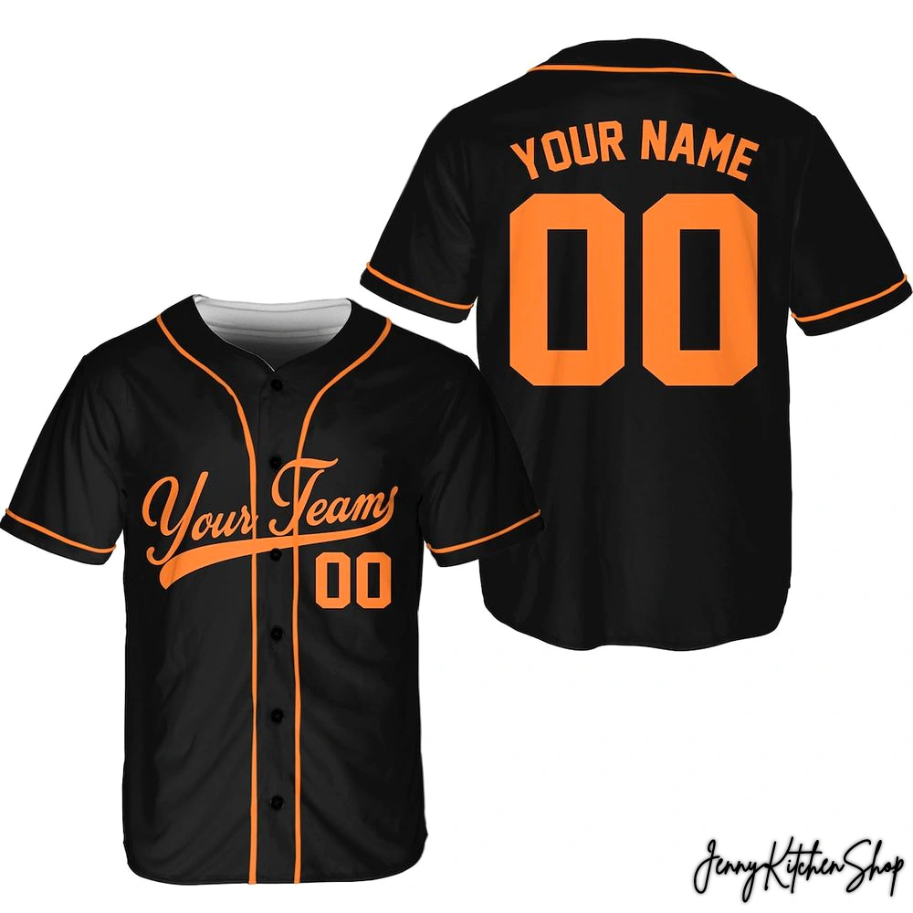 Personalized Custom Black And Orange Baseball Jersey