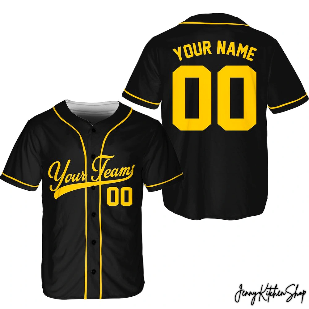 Personalized Custom Black And Yellow Baseball Jersey
