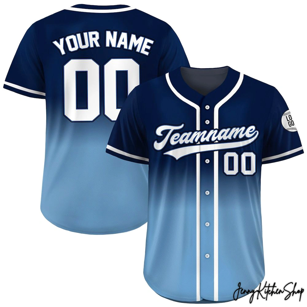 Personalized Team Name And Number Blue Baseball Jersey