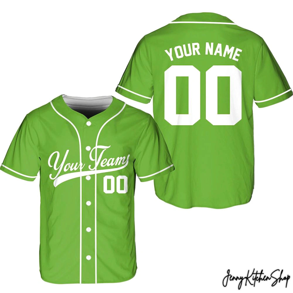 Personalized Team Name And Number Green Baseball Jersey