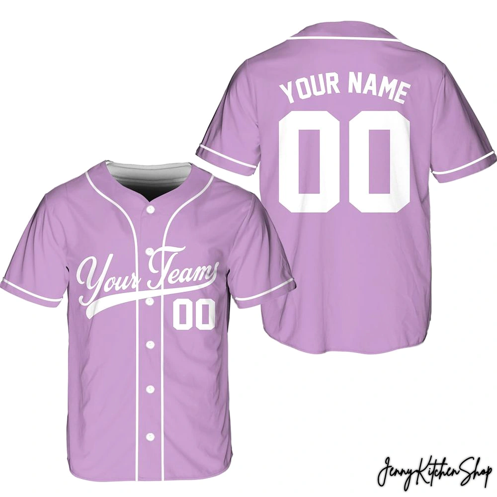 Personalized Team Name And Number Light Purple Baseball Jersey