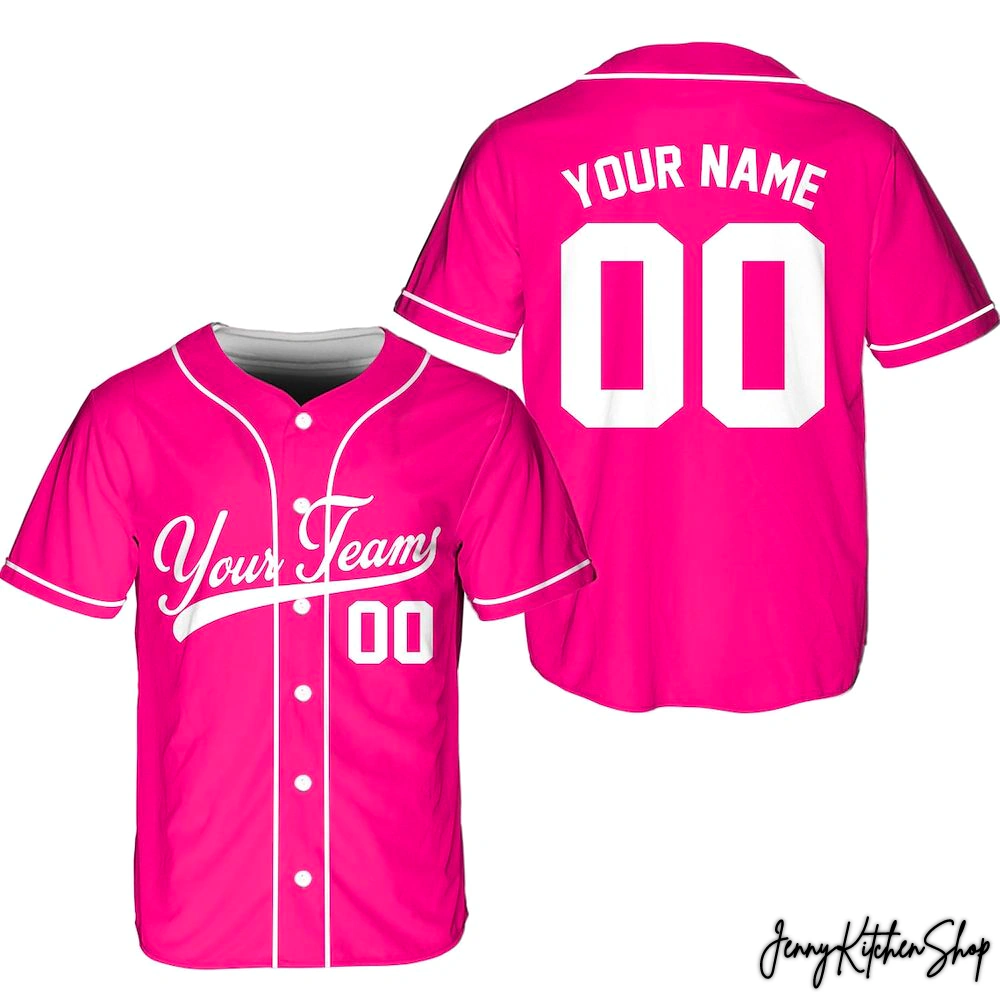 Personalized Team Name And Number Pink Baseball Jersey