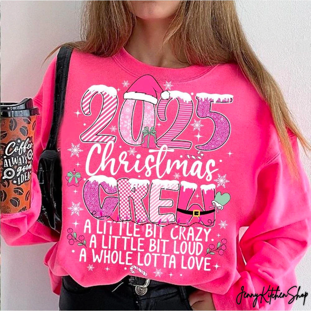 Pink Christmas Crew T-Shirt