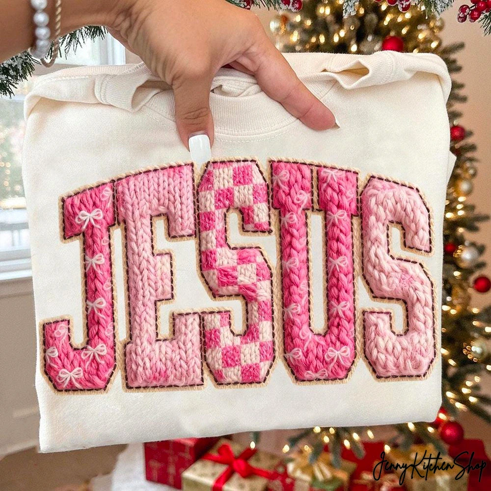 Pray/Jesus Pink Latch Hook Yarn Crochet Vintage Shirt