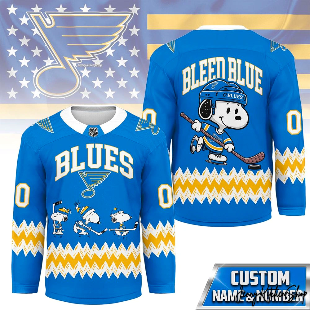 St. Louis Blues x Snoopy Personalized Hockey Jersey