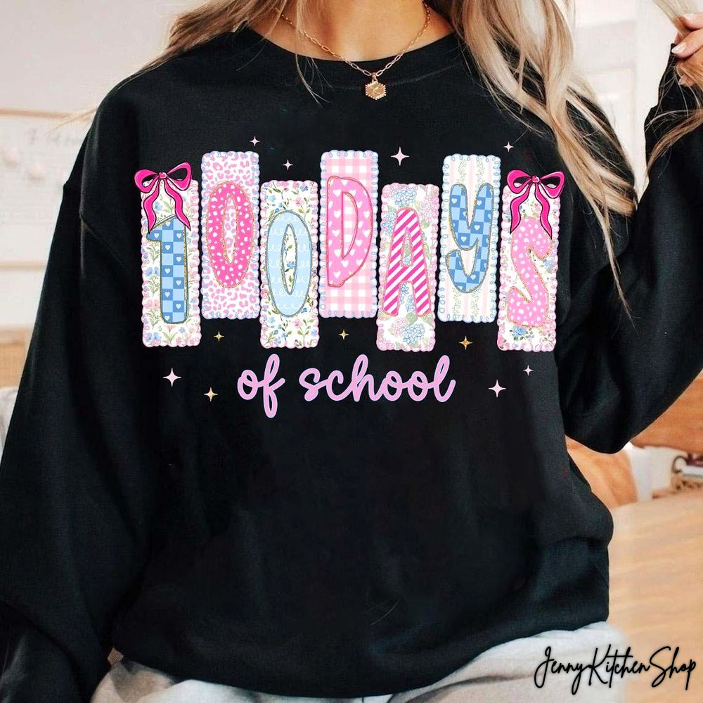 100 Days of School Floral Glitter Shirt