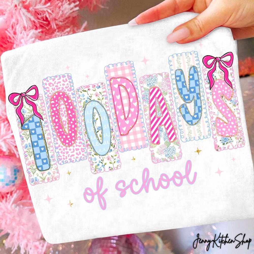 100 Days of School Floral Glitter Shirt