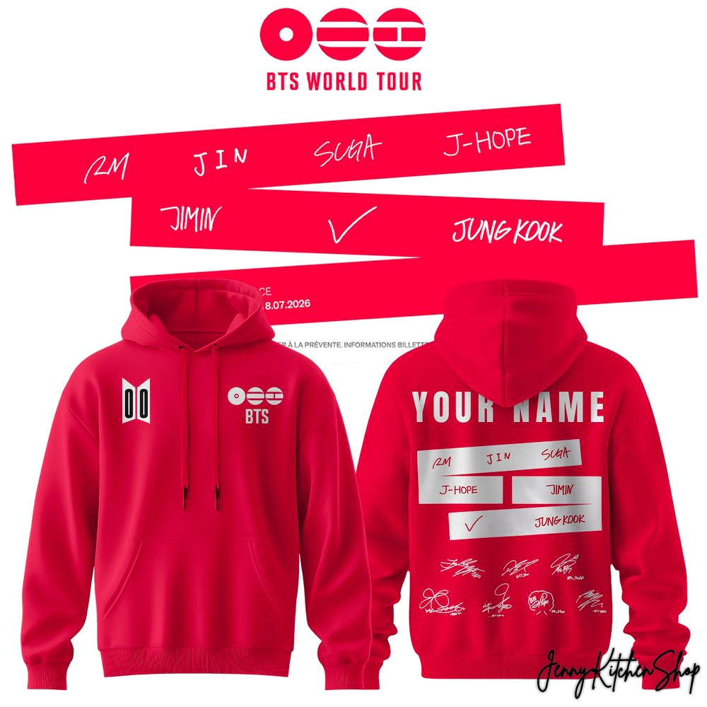 BTS World Tour 2026 Comeback For Fans Red Hoodie