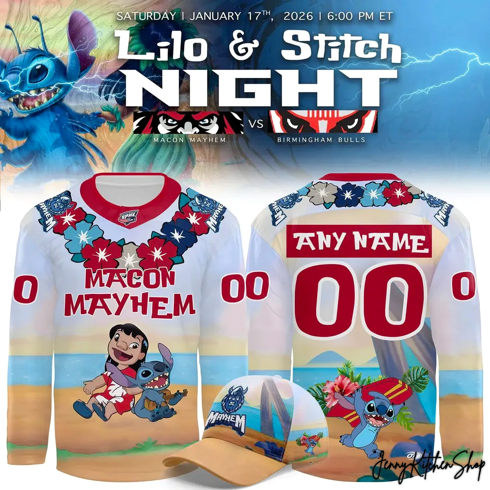 Macon Mayhem Lilo Stitch 2026 Hockey Jersey