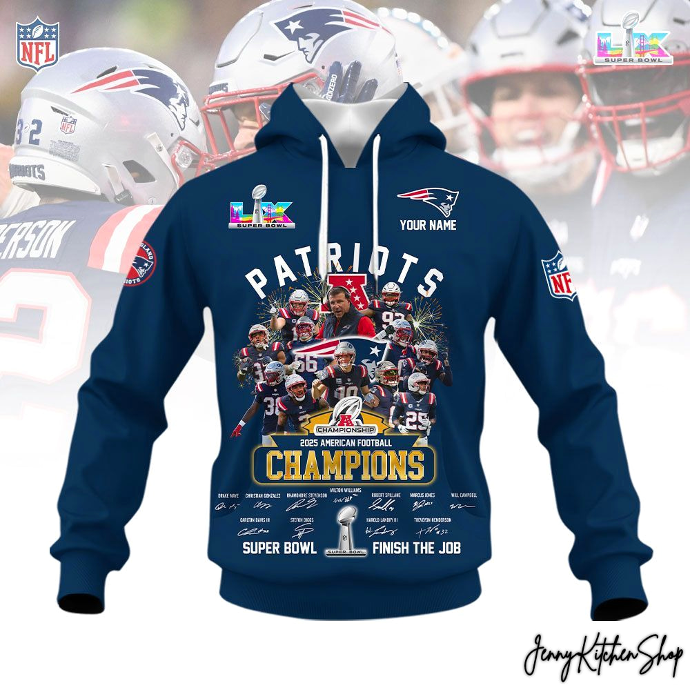 New England Patriots AFC 2025 Champions Limited Custom Hoodie