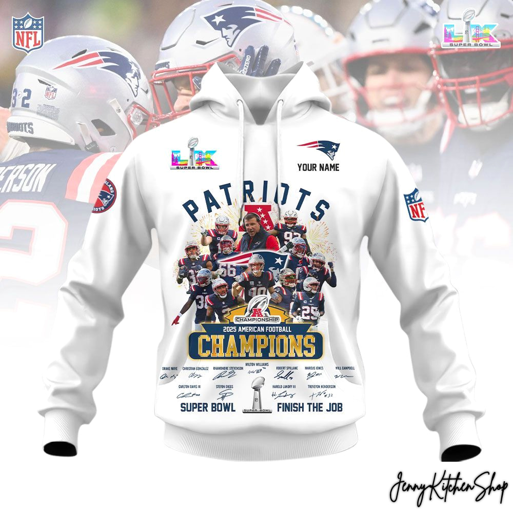 New England Patriots AFC 2025 Champions Limited Custom Hoodie