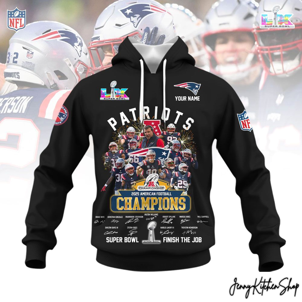 New England Patriots AFC 2025 Champions Limited Custom Hoodie