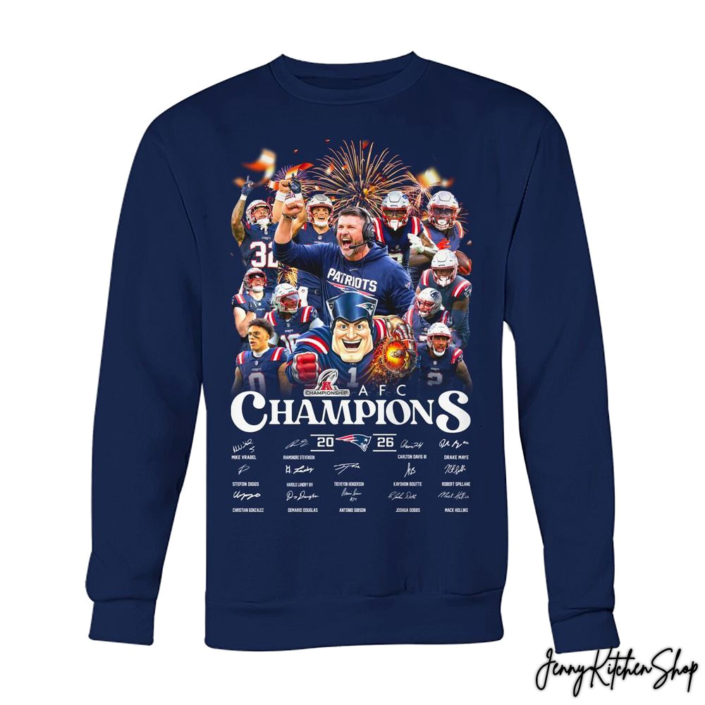 New England Patriots AFC Champions 2025-26 T-Shirt