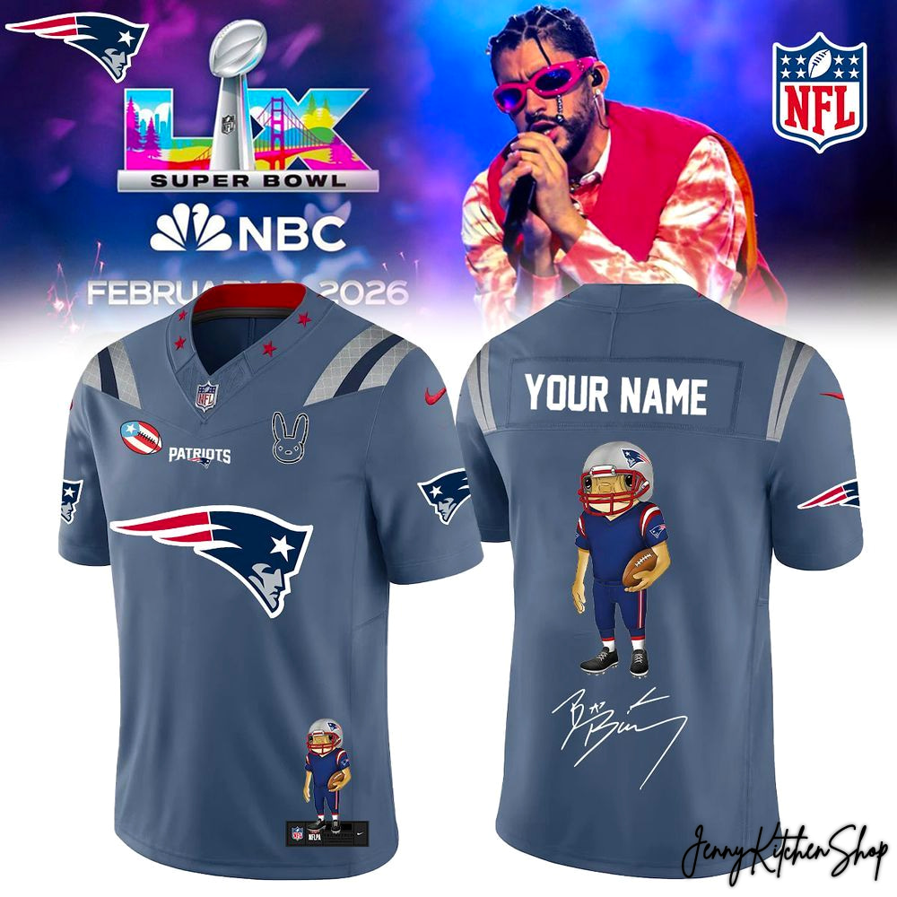 New England Patriots Bad Bunny Super Bowl 2026 Limited Football Jersey