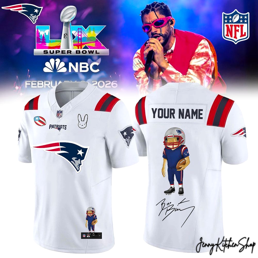 New England Patriots Bad Bunny Super Bowl 2026 Limited Football Jersey