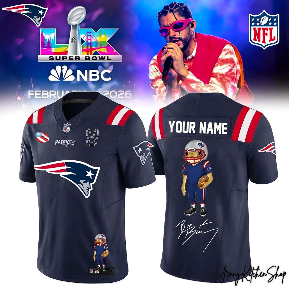 New England Patriots Bad Bunny Super Bowl 2026 Limited Football Jersey