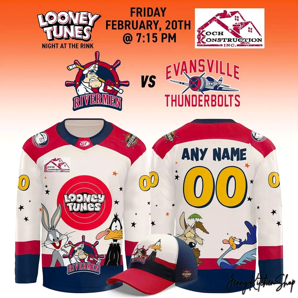 Peoria Rivermen Looney Tunes 2026 Limited Hockey Jersey