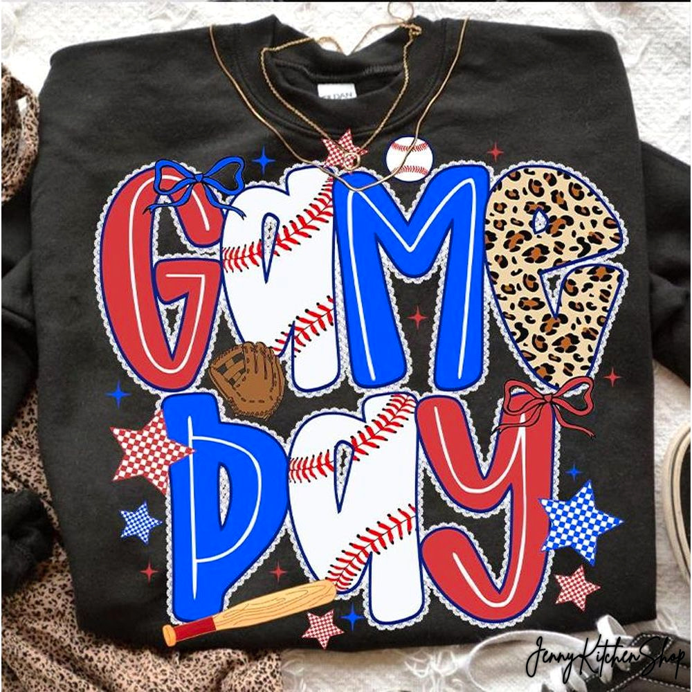 Sports Design Baseball Bow Glitter Shirt