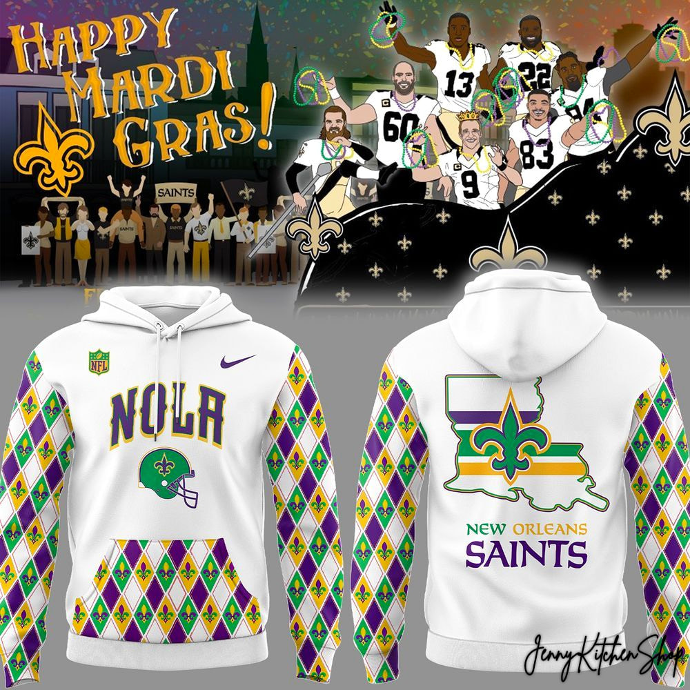 2026 New Orleans Saints Happy Mardi Gras Limited Hoodie