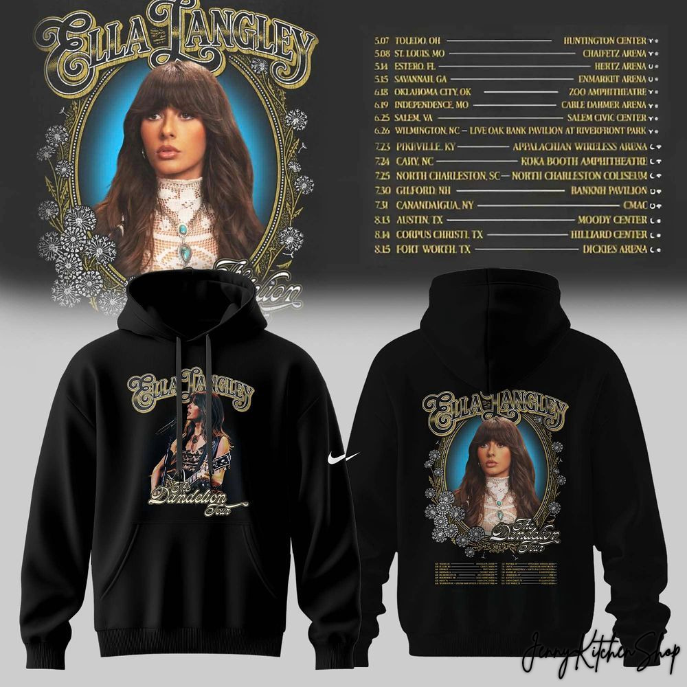 Ella Langley 2026 The Dandelion Tour Concert Schedule Vintage Floral Portrait Hoodie