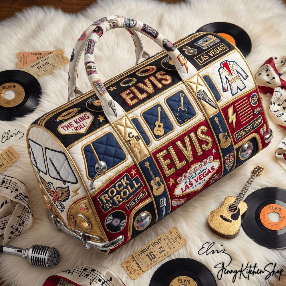 Elvis Presley Rock 'n' Roll Las Vegas Tribute Travel Quilted Duffle Bag