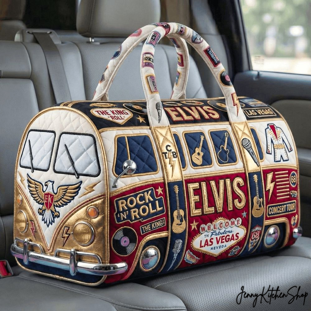 Elvis Presley Rock 'n' Roll Las Vegas Tribute Travel Quilted Duffle Bag
