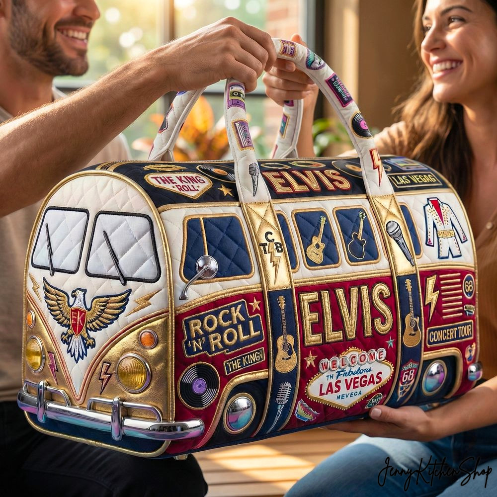 Elvis Presley Rock 'n' Roll Las Vegas Tribute Travel Quilted Duffle Bag