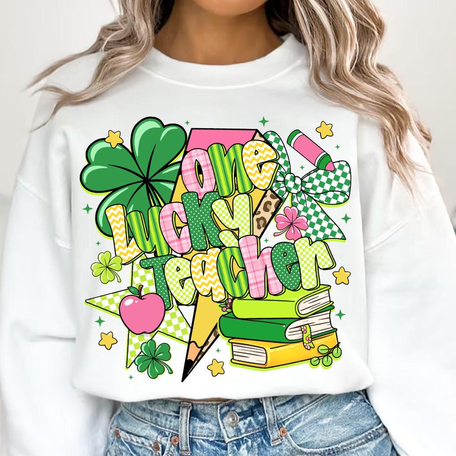 One Lucky Teacher St. Patrick's Day Retro Leopard School Graphic T-Shirt