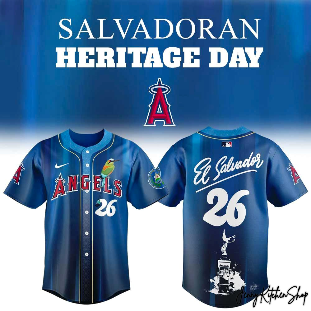 Los Angeles Angels Salvadoran Heritage 2026 Day Baseball Jersey