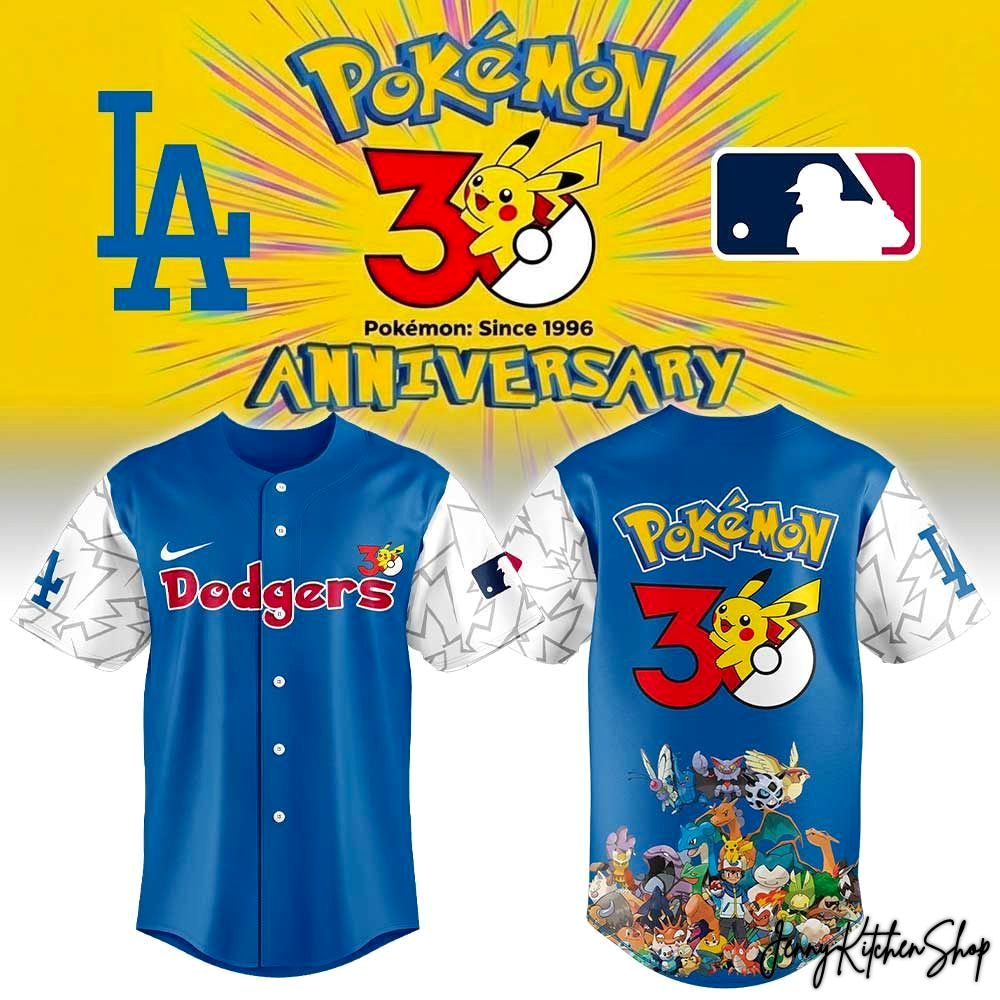 Los Angeles Dodgers x Pokemon 30th Anniversary Baseball Jersey