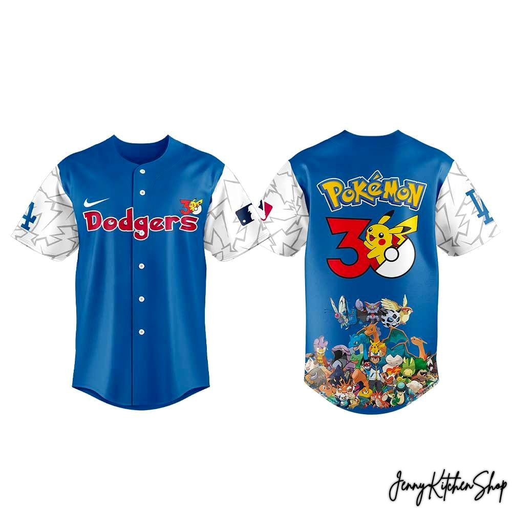 Los Angeles Dodgers x Pokemon 30th Anniversary Baseball Jersey