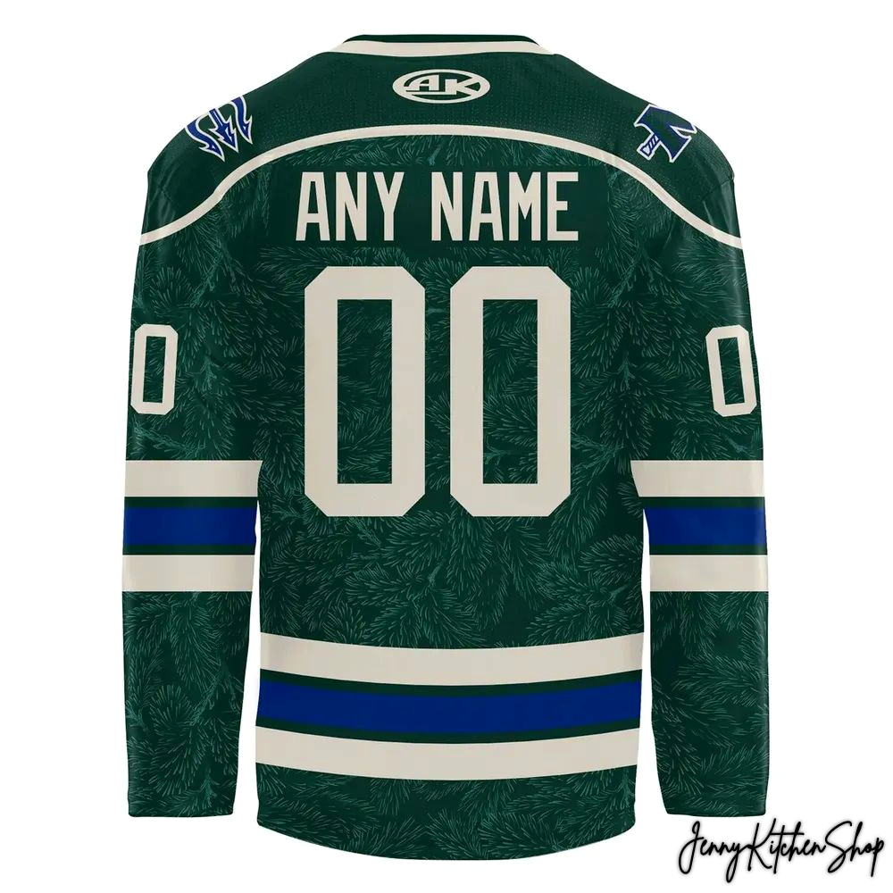Maine Mariners State Outline Logo Green 2026 Hockey Jersey