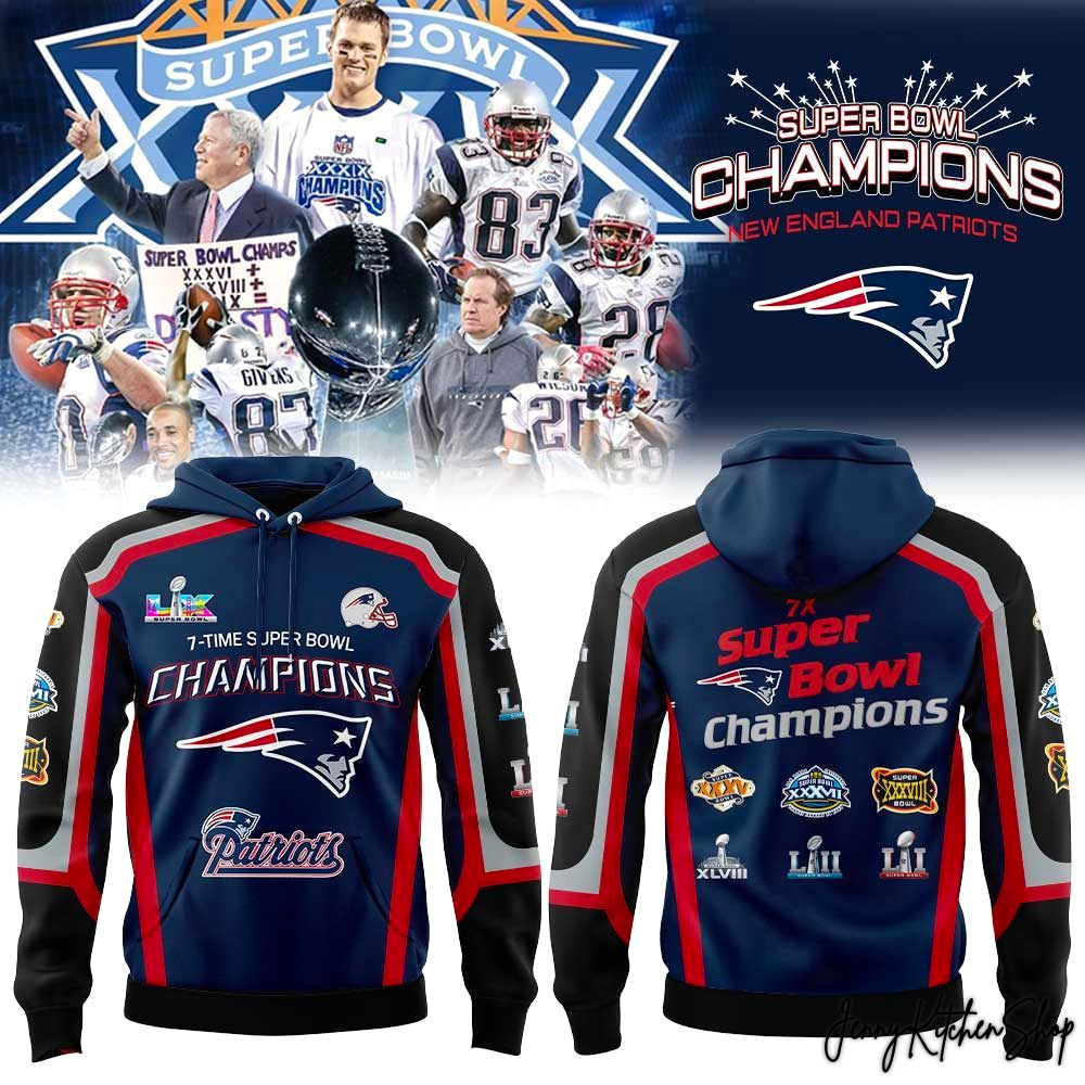 New England Patriots 7X Super Bowl LX Champions Limited Hoodie
