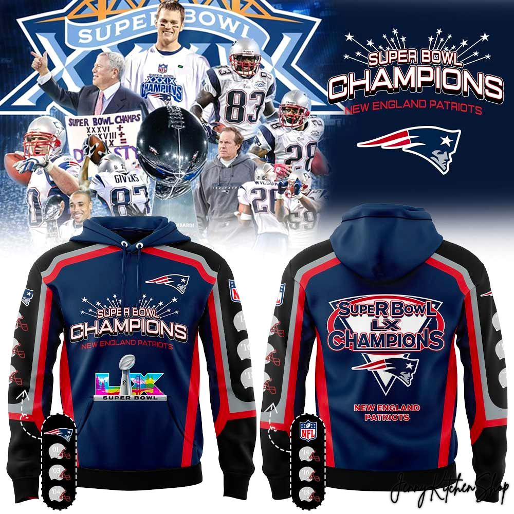 New England Patriots 7X Super Bowl LX Champions Limited Hoodie