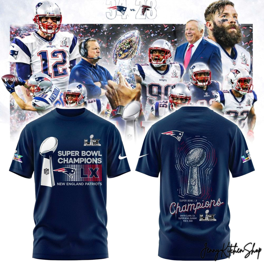New England Patriots Super Bowl LX Champions 2026 For Fans Collection Shirt