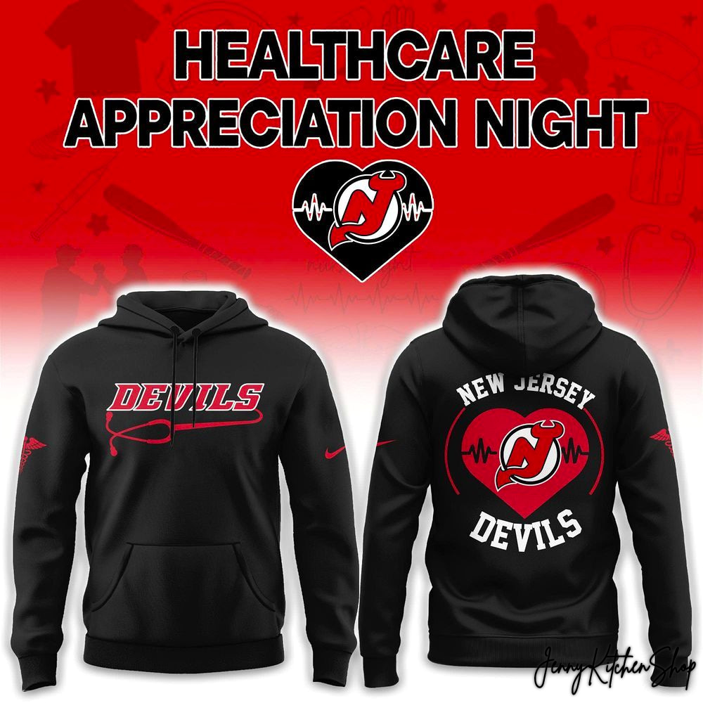 New Jersey Devils Healthcare Appreciation Night Heart 2026 Hoodie