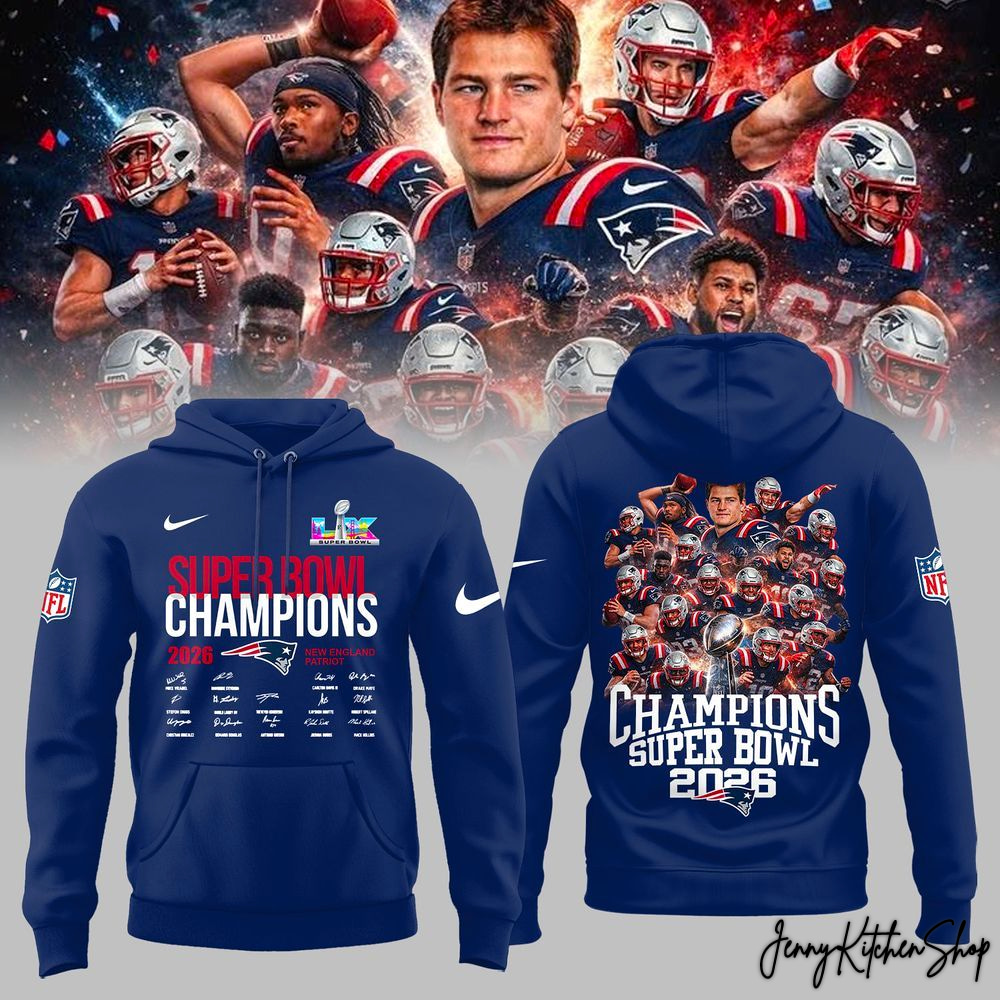 Patriots Super Bowl 2026 Champions Limited Edition Team Graphic Pullover Hoodie