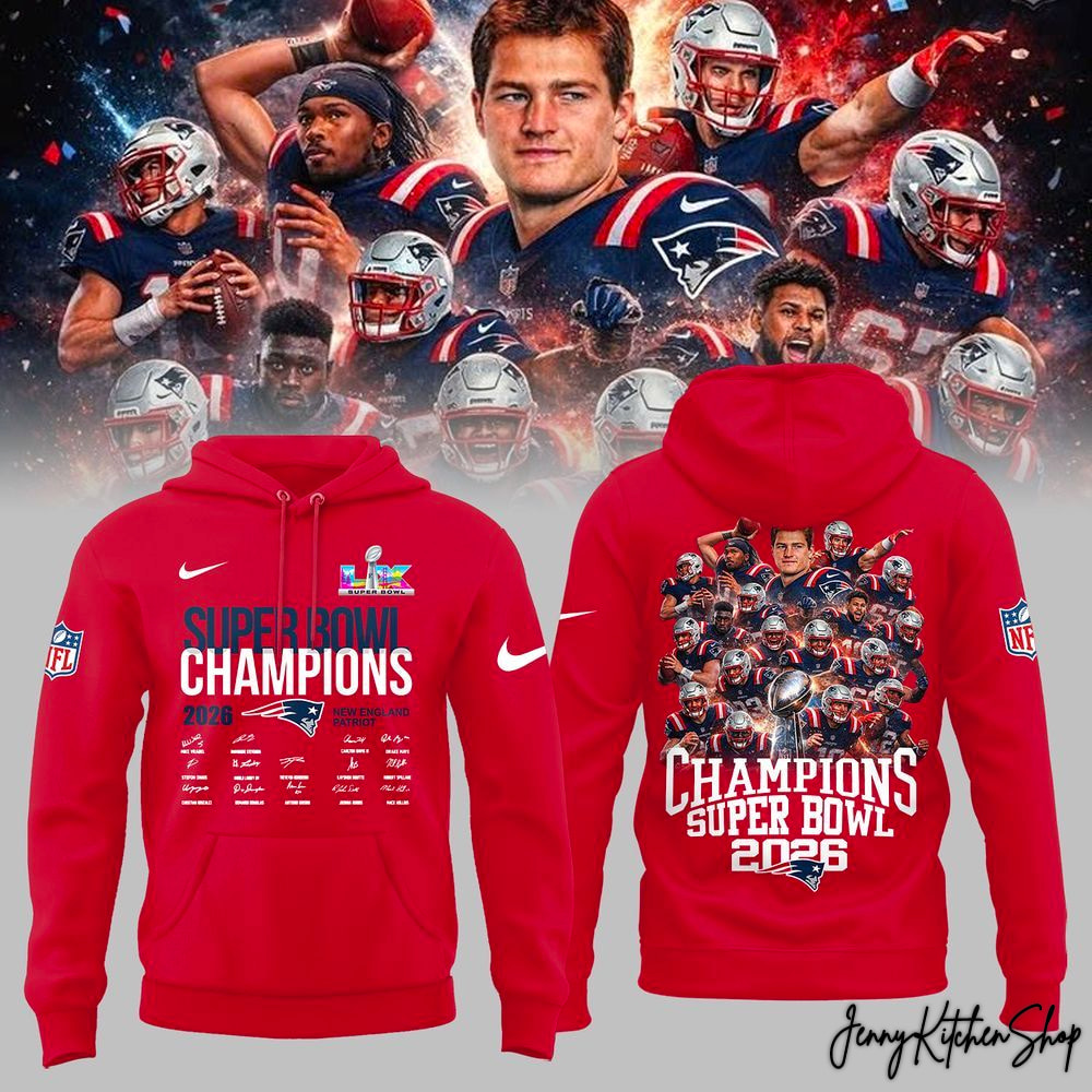 Patriots Super Bowl 2026 Champions Limited Edition Team Graphic Pullover Hoodie