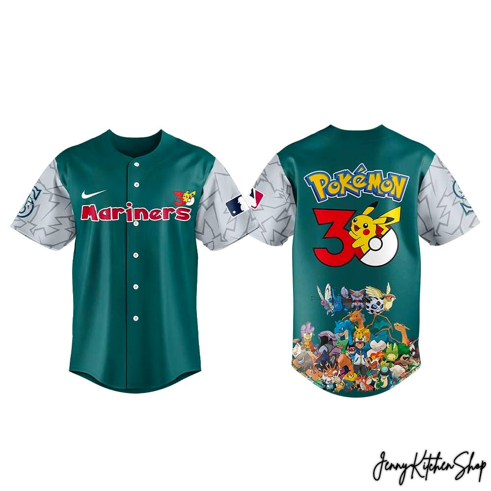 Seattle Mariners x Pokemon 30th Anniversary Baseball Jersey