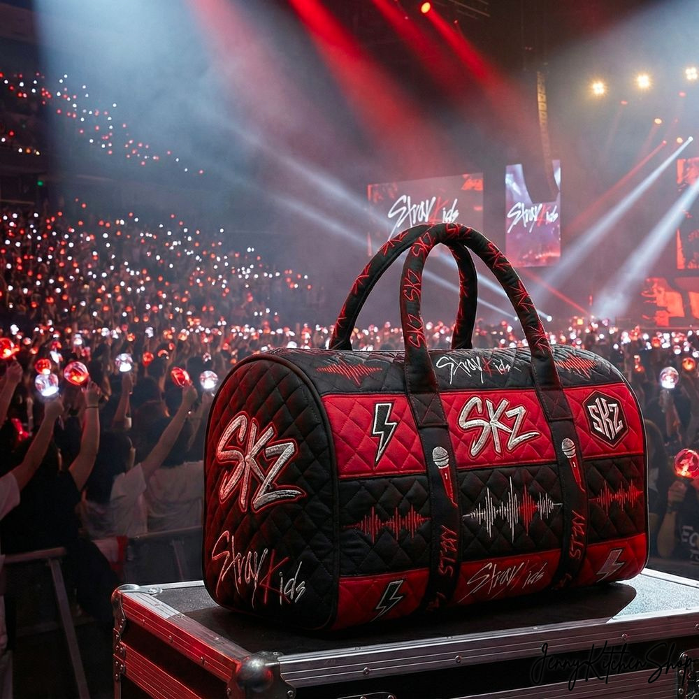 Stray Kids K-Pop Fandom Concert Inspired Quilted Duffle Bag