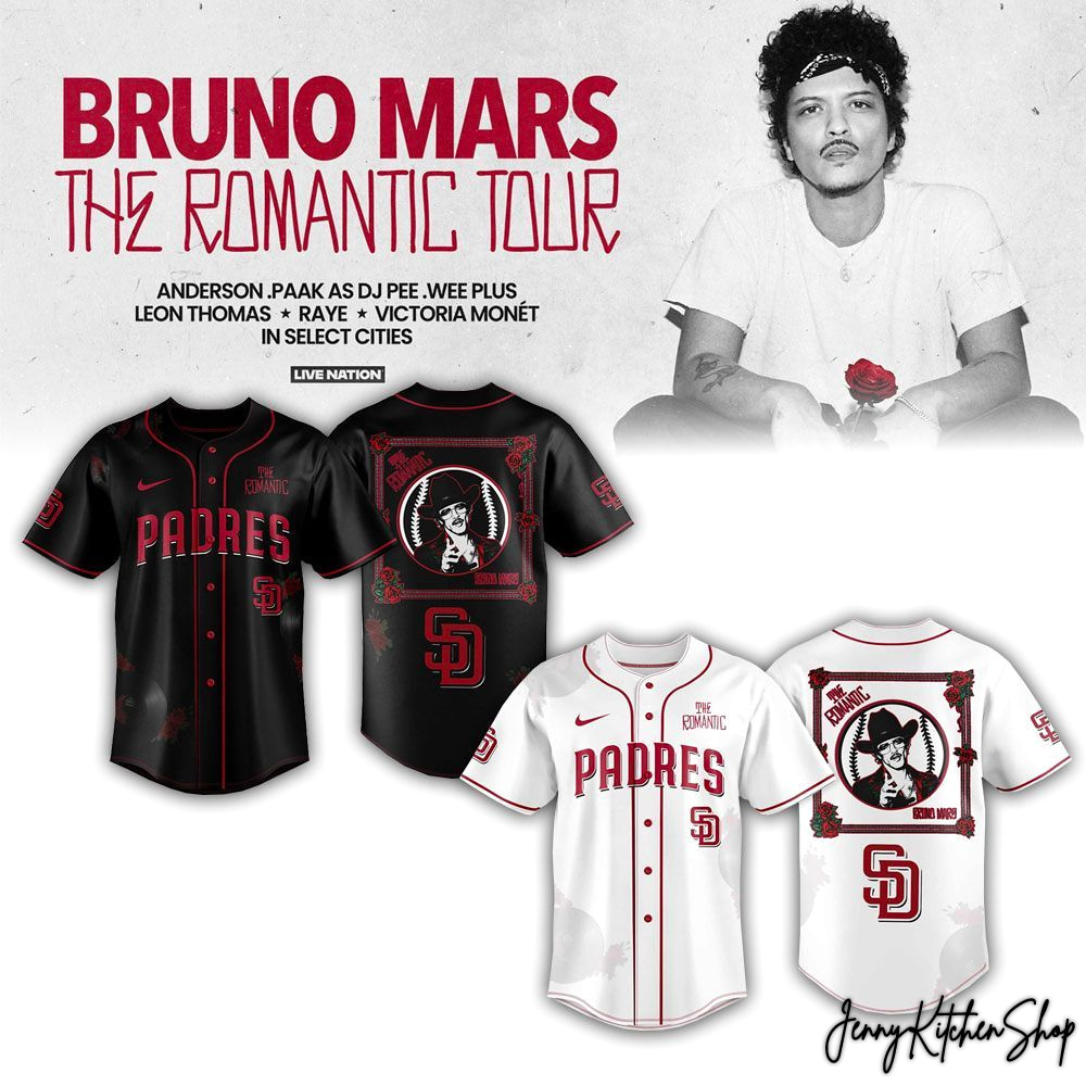 The Romantic Tour 2026 San Diego Padres x Bruno Mars Jersey