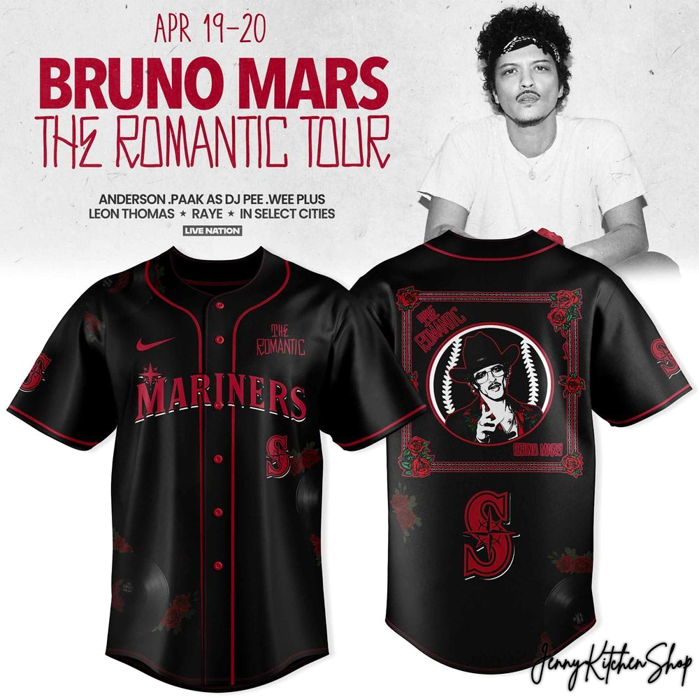 The Romantic Tour 2026 Seattle Mariners x Bruno Mars Jersey