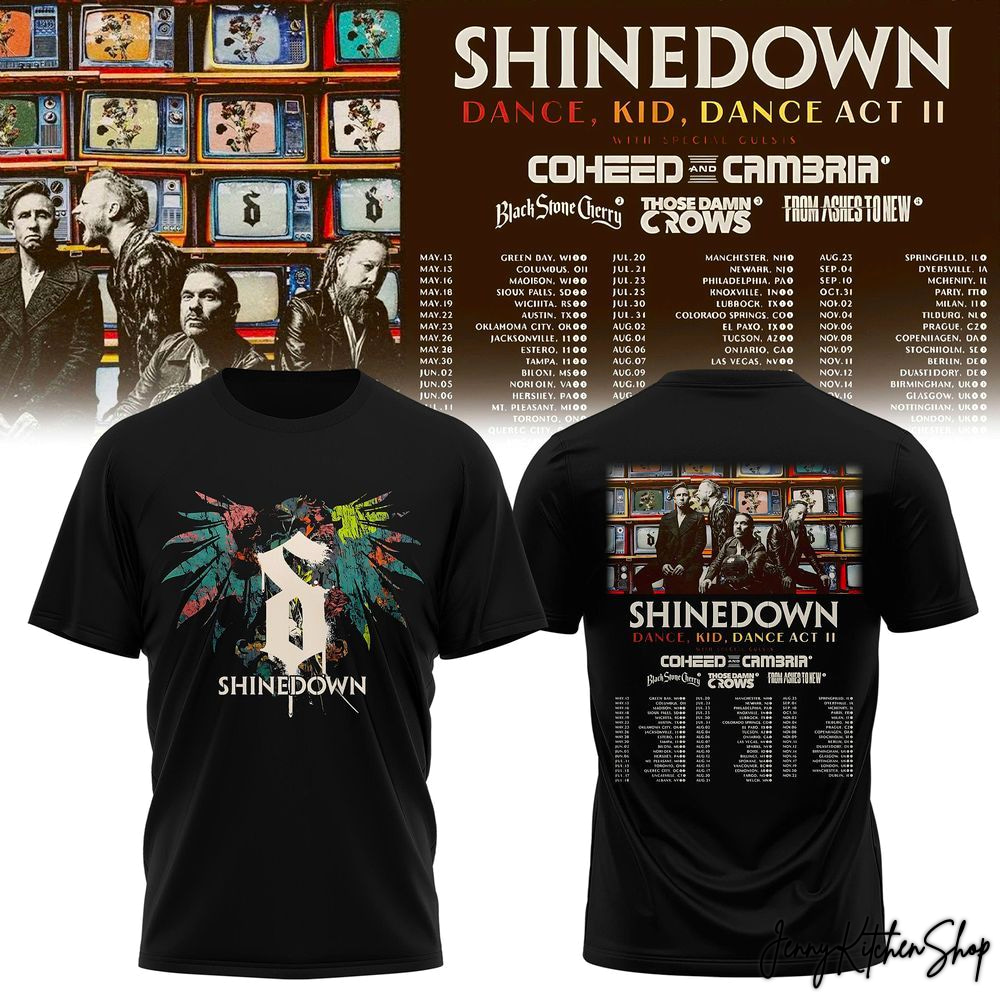 Dance, Kid, Dance Act II World Tour Shinedown 2026 T-Shirt